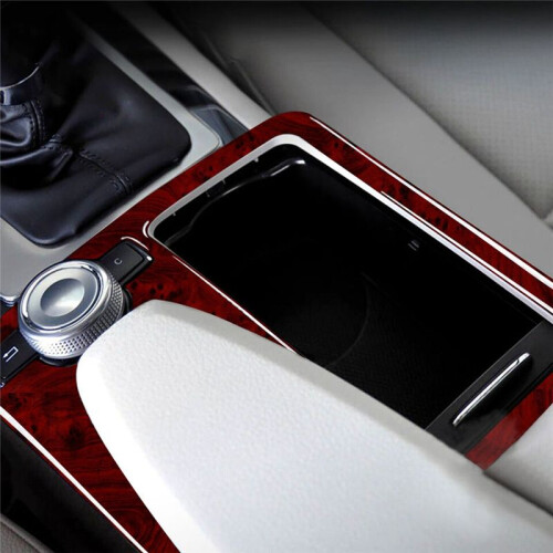For   W204 2007-2013 W212 2010-2012 Red Wood Grain Gear Shift Panel Trim 2