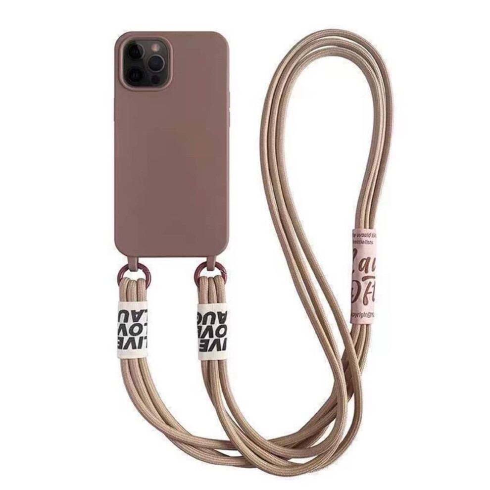 Lanyard Crossbody Case With Strap, SoftâTouch Silicone, Handsâ Milkâ¯Tea Design For Iphone 15 Pro 9073542364832