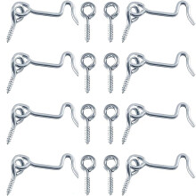 Cabin Hook Latch Set with Screws, Weatherproof Door and Window Lock, Windproof 2in 8pcs