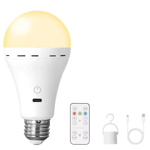LED Rechargeable Light Bulbs with Remote E26 Battery Operated Light Bulb  3 Colors Changing Bulb with Hook 1