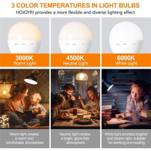 Lâmpadas LED Recarregáveis com Controle Remoto E26 Lâmpada RGB Inteligente com Gancho para Troca de Luz