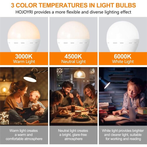 LED Rechargeable Light Bulbs with Remote E26 Battery Operated Light Bulb  RGB Changing Bulb with Hook