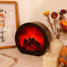 Lâmpada de Chama Simulada Lâmpada Noturna Decoração de Atmosfera Retro Lâmpada de Lareira Estilo Europeu Ornamentos Quadrados