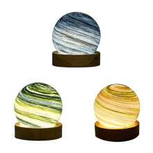 3D Planet Crystal LED Night Light Moon para USB Night Light Quarto Bedside Atmosfera Mesa Decoração Lâmpada C