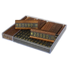 10 Sets/Box Wood Combined Number Price Tag Jewelry Adjustable Number Pricing Label Sign Holder Card Stand B