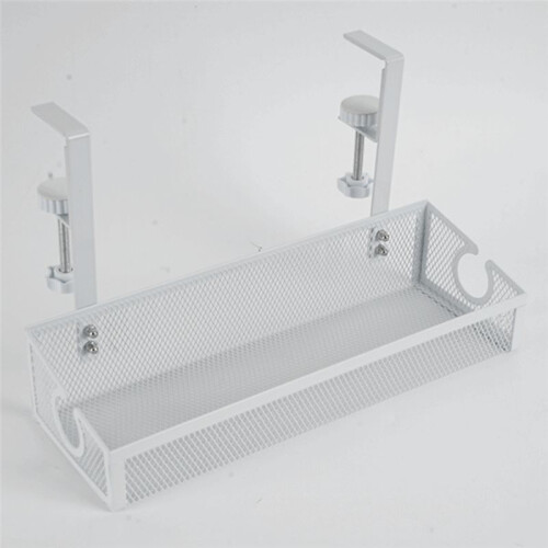 No Drilling Extendable Under Desk Box Tray and Cord Organizer Clamp Mount Computer Desk Wire Organizer 2