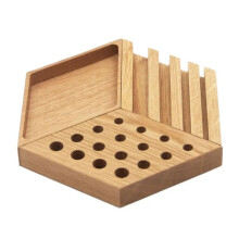 Wooden Desktop Storage Tray Business Card Storage Multifunctional Storage Leather Tool Rack Pen Holder