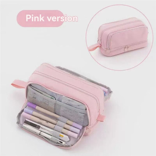 Large Capacity Four-Opening Pencil Case Popular Pencil Case Uniform Pencil Case Multi-Function Simple Solid Color C 2