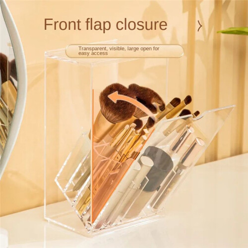 Dressing Table Lipstick Rack, Large-Capacity Makeup Brush Storage Tube, Dust-Proof Desktop Cosmetics Storage Box 2