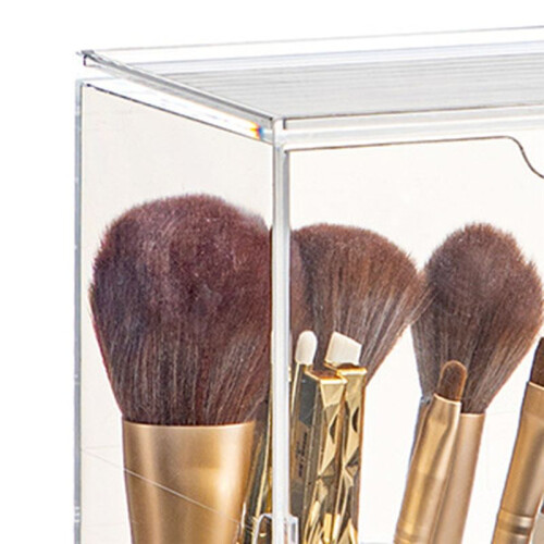 Dressing Table Lipstick Rack, Large-Capacity Makeup Brush Storage Tube, Dust-Proof Desktop Cosmetics Storage Box 1