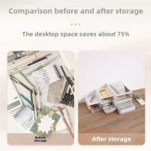 Transparent Desktop Storage Box Drawer Type Office File Storage Box Bedroom Study Stack Combination Portable Storage Box
