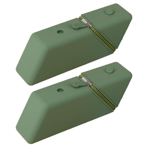 2pc Large Capacity Student Pencil Case Silicone Pencil Case Gradient Rectangular Stationery Organizer Pencil Bag