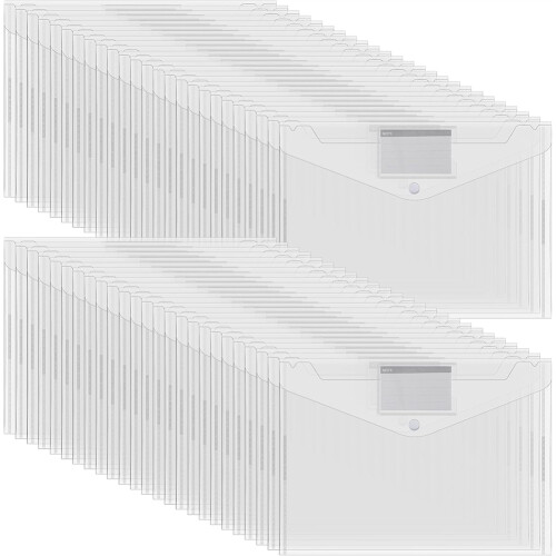 50 Pcs Plastic Envelopes File Folders with Snap Button Closure Document Organizer for Letter A4 Size Home Office 1