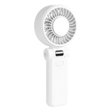 Portable Handheld Fan Rechargeable with Powerful Motor, Long Battery Life, Foldable Cooling Design White