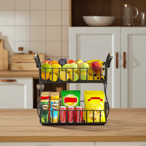 Living And Home 2 Tier Wire Fruit Basket For Fruit or Produce 1