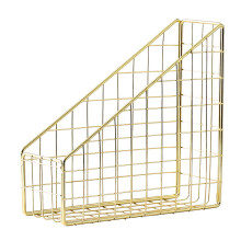 Gold Electroplated Iron Book Holder Desktop Shelf File Magazine Book Stand Office Home Stationery Organizer Holder