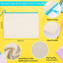 40 Pcs Canvas Zipper Bags Pencil Pouch Makeup Bags Blank Canvas Pencil Case Cosmetic Bag for Travel DIY School (S)