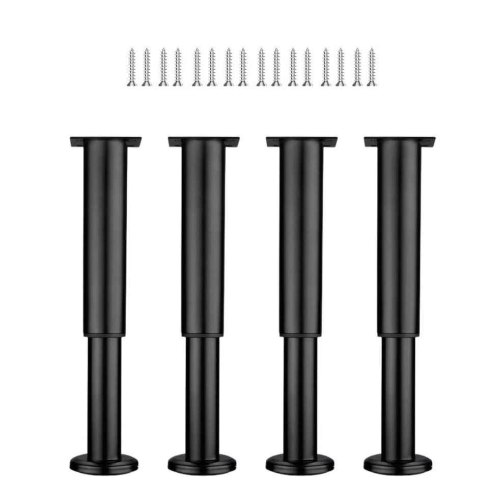4Pcs Black Adjustable Furniture Legs 4.727.08In Heavy Duty Support With Nonslip Base And Screws 9092120871050