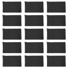 15 Pcs Black Blank Canvas Bag 8.3X4.7in Stationery Storage Zipper Bag Diy Graffiti Pencil Case Diy Gift Bag