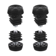 Adjustable Furniture Leveling Feet Set of 4, 20x20mm Square Inserts for Tables and Chairs, Black