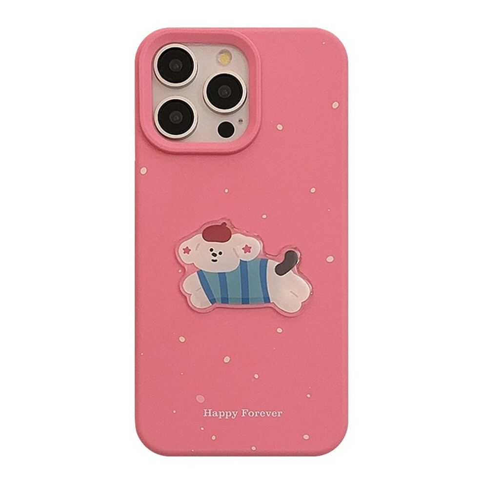 Cute 3D Cartoon Cat Dog Case For Iphone 15 Pro Max, Soft Slim Cover With Antislip Grip Pink 9169991079424