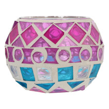 Colorful Mosaic Candle Holder Round Glass Tea Light Holder Elegant European Style Home Centerpiece