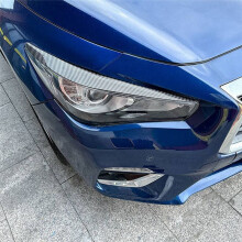 Car Carbon Fiber Front Headlight Cover Garnish Strip Eyebrow Cover Trim Sticker for Q50 2014-2023