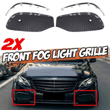 1Pair Car Front Bumper Fog Light Grille Fog Lamp Grill Cover with Chrome Strip for - E Class W213 2016-2020