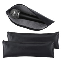 2 Pack Microphone Carrying Case with Padded Protection, PU Leather Zipper Mic Storage Bag for Wireless Mic