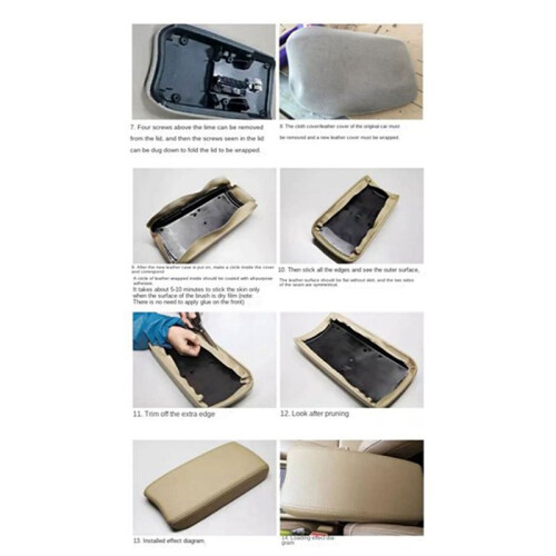 For  Camry 2012 -2017 Car Microfiber Leather Console Armrest Panel Cover Protective Trim Black+Red Wire 2