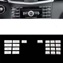 Car Center Console CD Multimedia Button Frame Cover Sticker for E Class W212 2010-2011(Black)