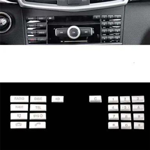 Car Center Console CD Multimedia Button Frame Cover Sticker for   E Class W212 2010-2011(Black)
