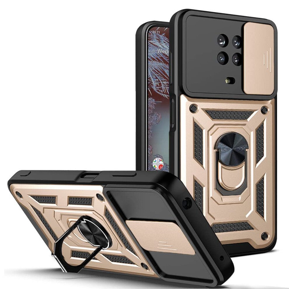 Rugged Shockproof Case For Nokia G10 G20 With 360 Rotatable Magnetic Kickstand And Slide Camera Lens Cover Gold 9073542365532