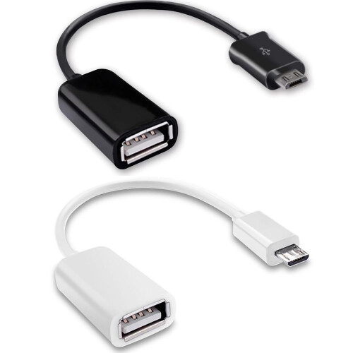 Dual Pack Micro USB OTG Cable Compatible with ROKU Express, Speed Data Transfer, Black and White