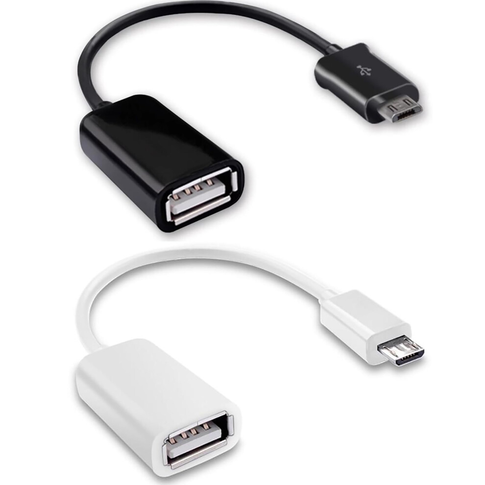 Otg Micro Usb Adapter For Blu Vivo X, Speed Data Transfer, Plugandplay 2Pack And Black/White 9073542368762