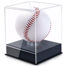 Baseball Display Case 4x4x4 Clear Acrylic Holder with UV Resistant Protection and Black Base