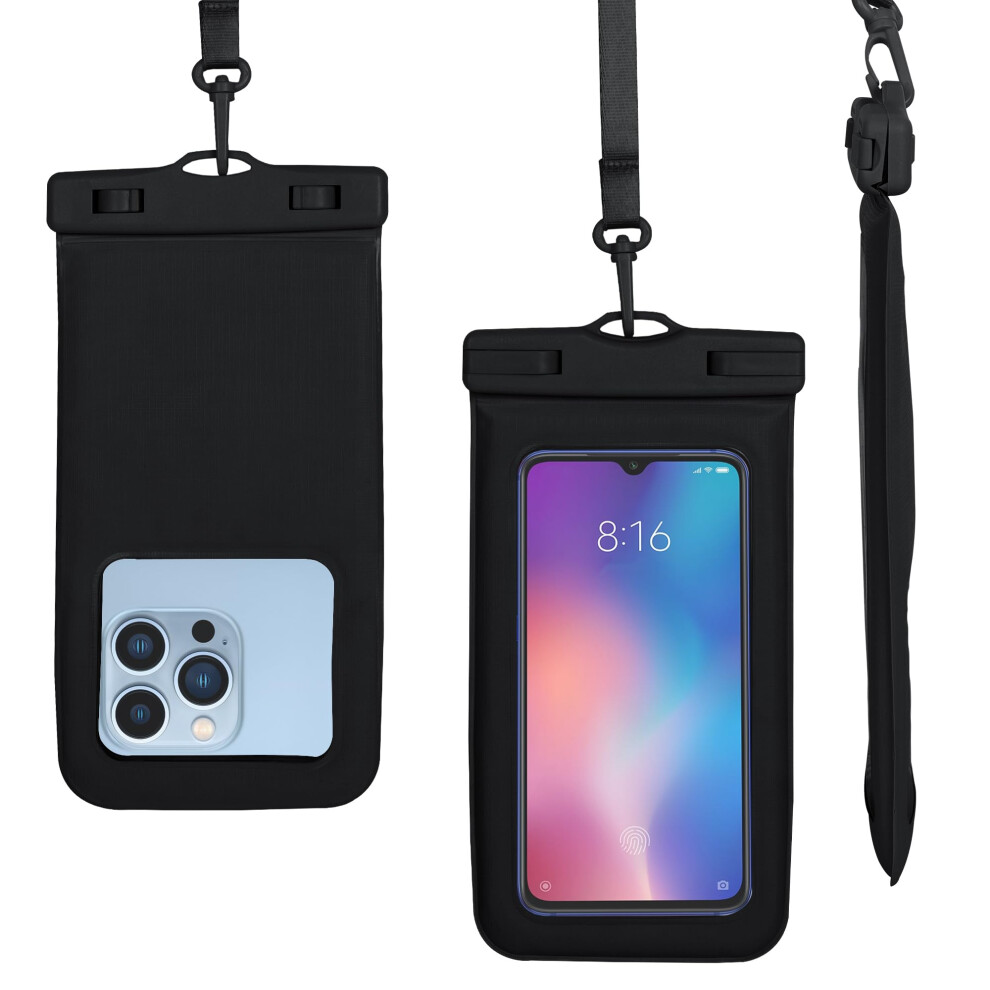 Floating Waterproof Phone Pouch Ipx8 Universal 7.2‑Inch Dry Bag With Double Space Storage Black 9169991079875