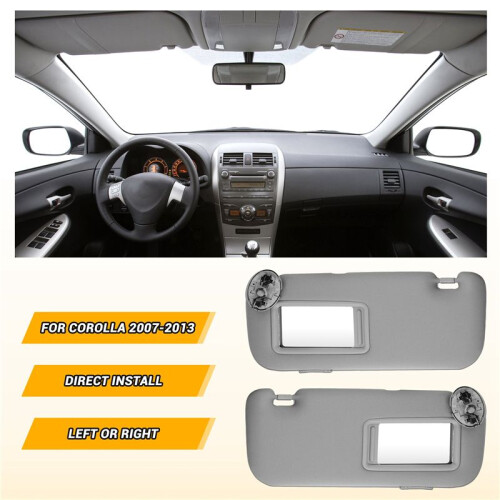 For   2007 - 2013 Car Interior Sun Visor with Mirror Grey Sun Shade Left Right Driver Passenger Side 2