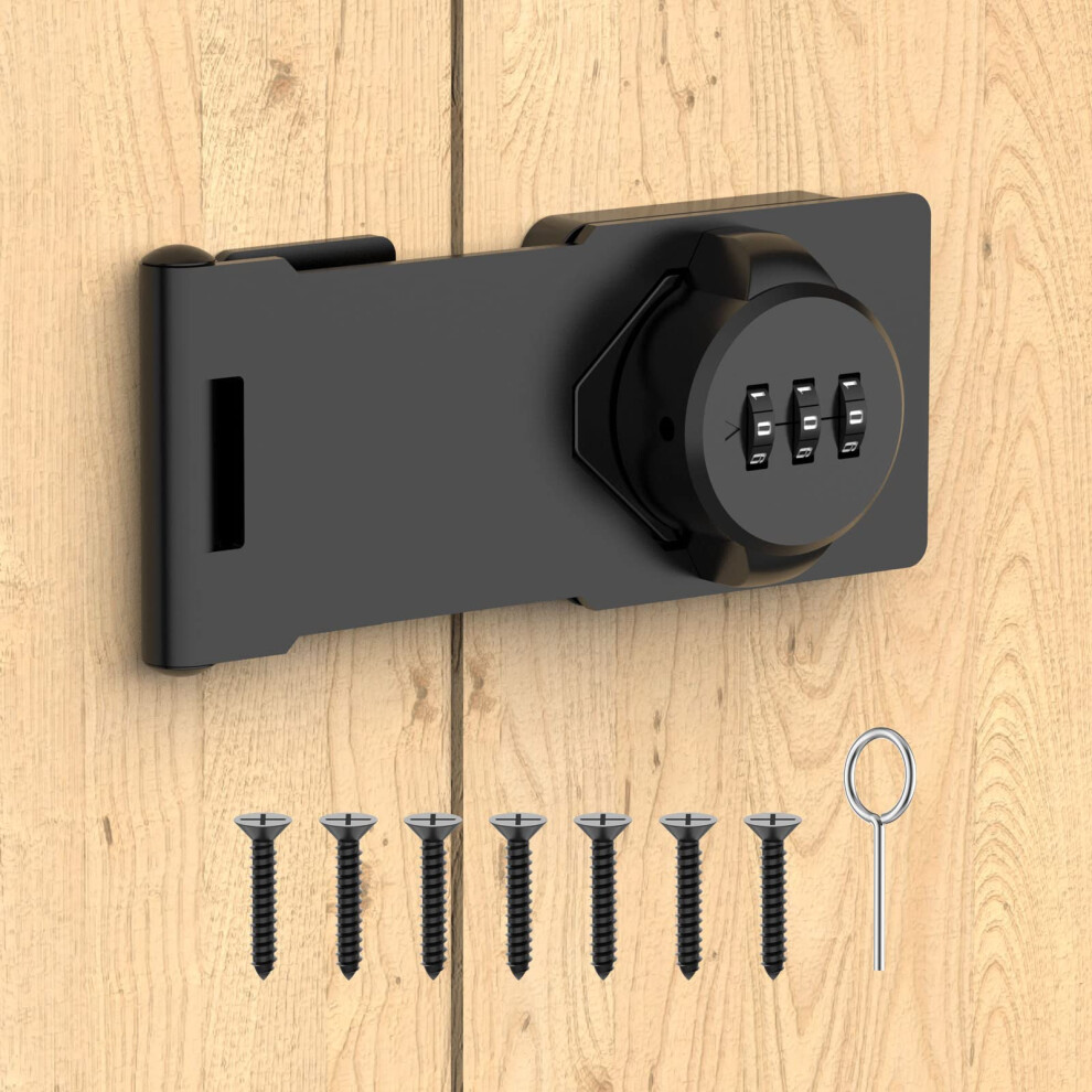 Keyless Door Lock With Combination Latch, Zinc Alloy Password Security For Gates, Barn Doors, Cabinets, Outdoor Use (Black) 9092120871487