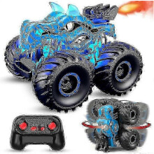 (As show, One size) Remote Control Dinosaur Toy Car, 2.4GHz Monster Truck with Lights, Sounds, and Mist Spray Function