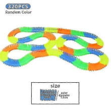 (As show, One size) Creative DIY Plastic Racing Track with Illuminated Cars for Kids' Gifts
