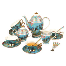 21 Piece Bone China Tea Set with Gold Trim for Afternoon Tea, Wedding or Birthday Gift