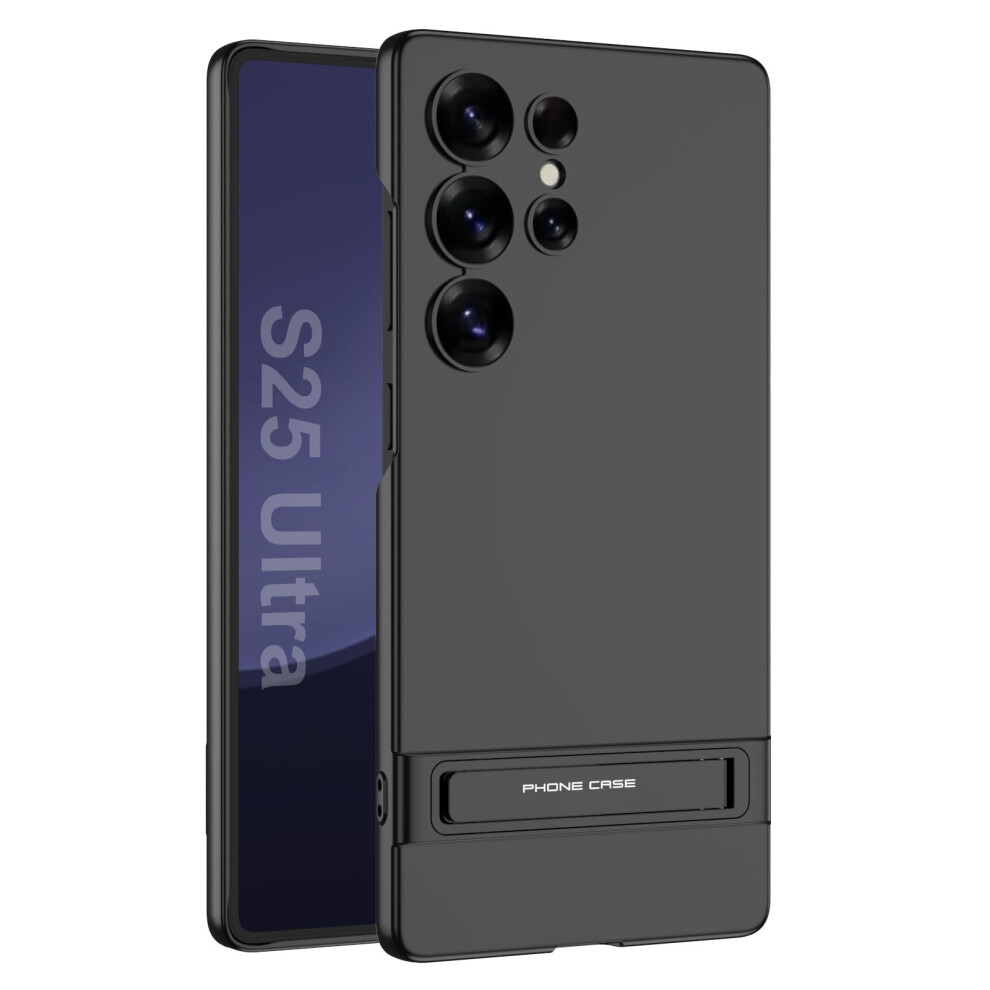 Thin Frosted Case With Hidden Kickstand And Antiscratch Protection For Samsung Galaxy S25 Ultra Black 9073542366171