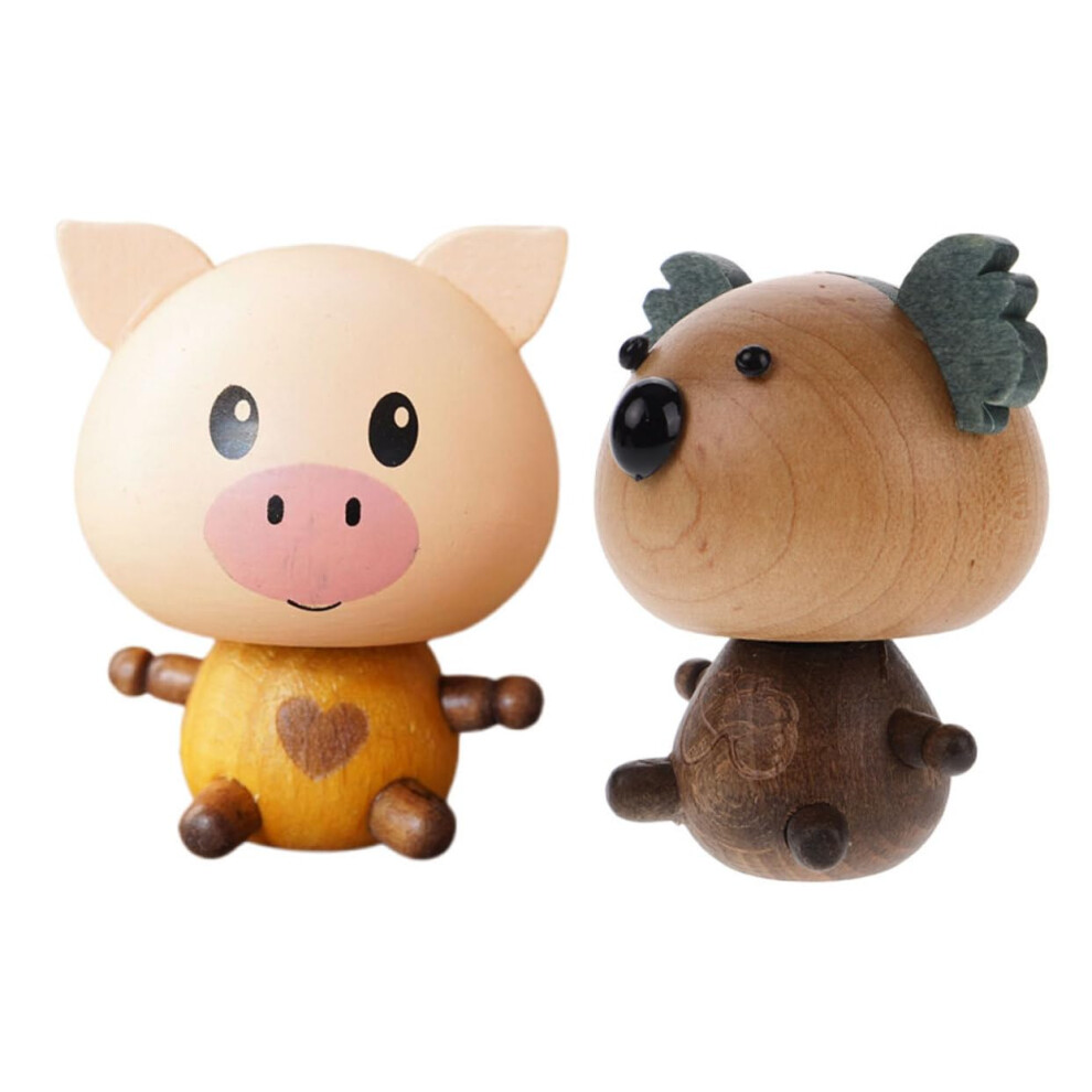 2Pcs Cute Pig Car Dashboard Ornament Bobblehead With Freshener, Universal Vehicle Decoration 9053599456384