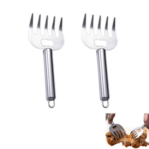 Stainless Steel Meat Shredding Claws with Ergonomic Long Handle BBQ Pulled Pork Shredder 2 Pack