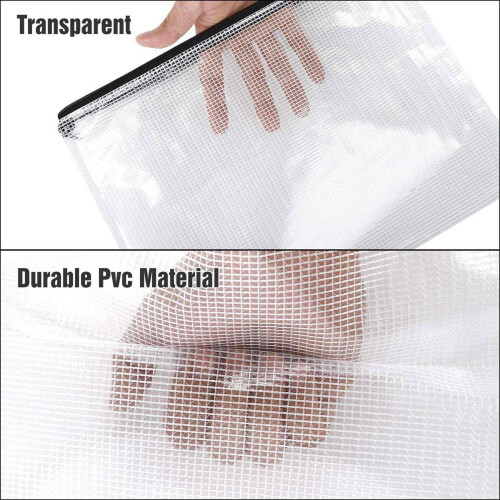 36Pcs Mesh Zipper Pouch Document Bag, 8 Assorted Size, Waterproof Plastic Zip File Folders, Multipurpose for Office,Home 2