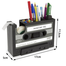 2X Cassette Tape Dispenser Pen Holder Vase Pencil Pot Stationery Desk Tidy Container Office Stationery Supplier Gift