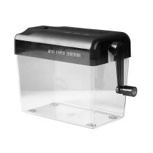 Manual Paper Shredder with Transparent Bin, Hand Crank A6 Strip Cut for Home Office and Travel