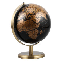 Vintage World Globe with Smooth 360 Rotation Black Gold Finish and Stable Bronze Base for Desk