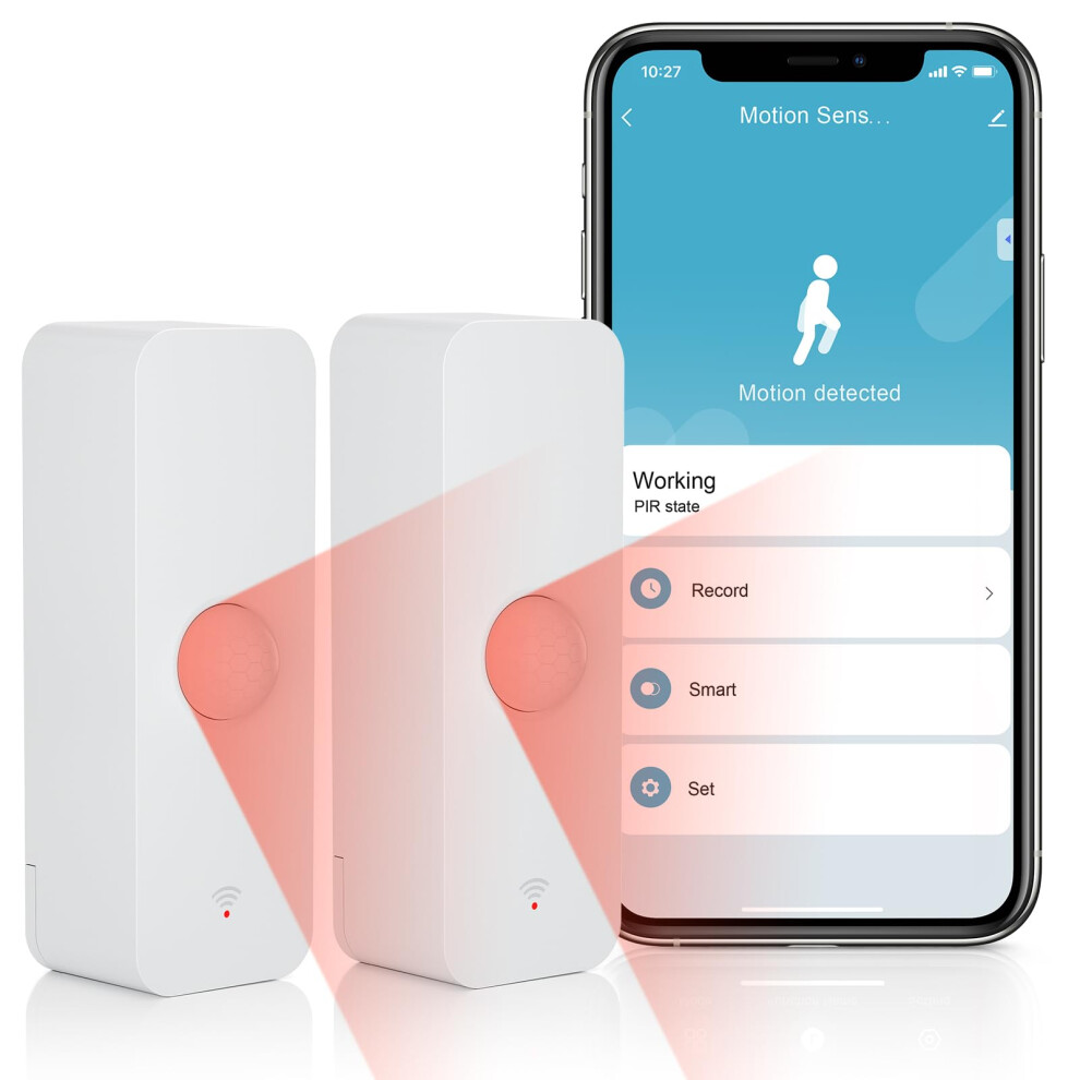 Smart Motion Sensor Wifi Pir Detector For Home Security Compatible With Alexa Google Smart Life App 2 Pack 9092120871777